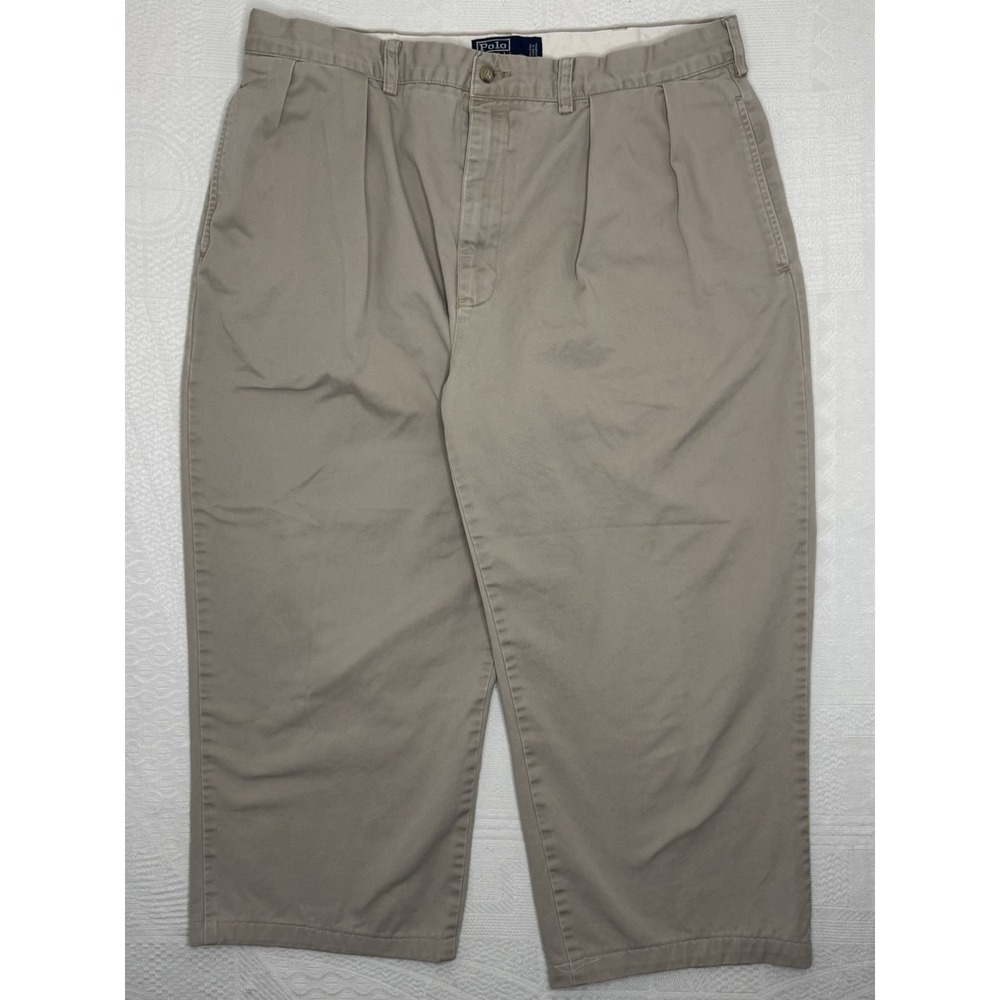 Polo Ralph Lauren Men's Big Andrew Chino Pants Size 38x22 Beige Pleated Relaxed
